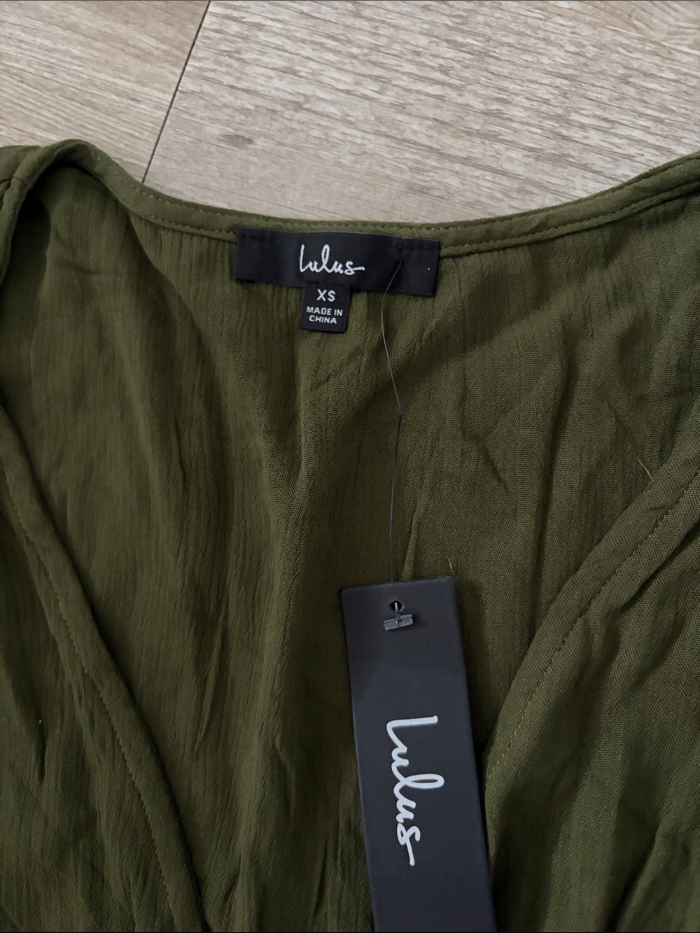 Lulu's Olive Green Wrap Flutter-Sleeve Mini Dress - Picture 2 of 2